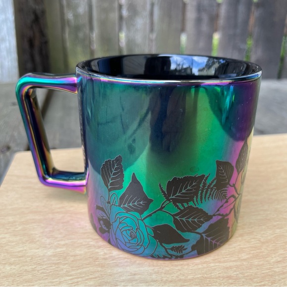 Starbucks 2020 Fall Black Iridescent Ceramic Rose 14 OZ Mug - Picture 4 of 16